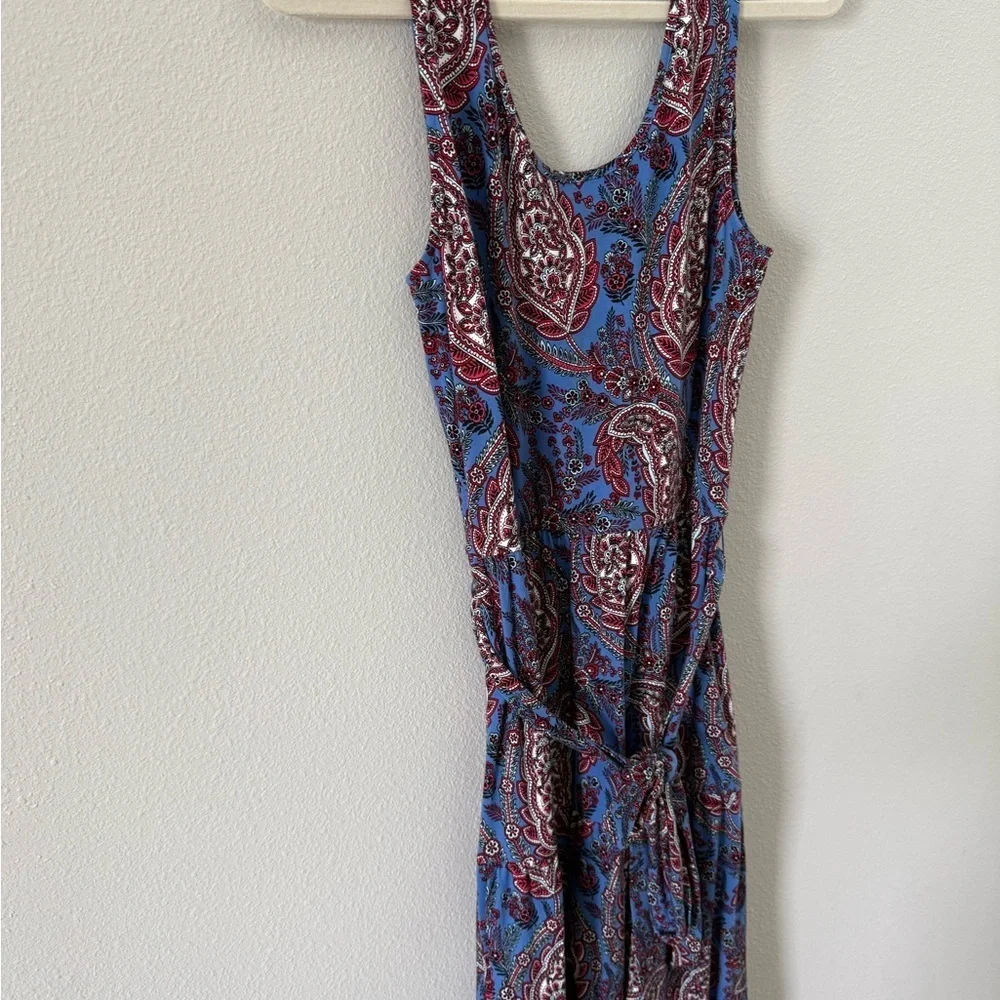 Spring Dress Talbots Blue and Pink Paisley Maxi Dress - Picture 3 of 9